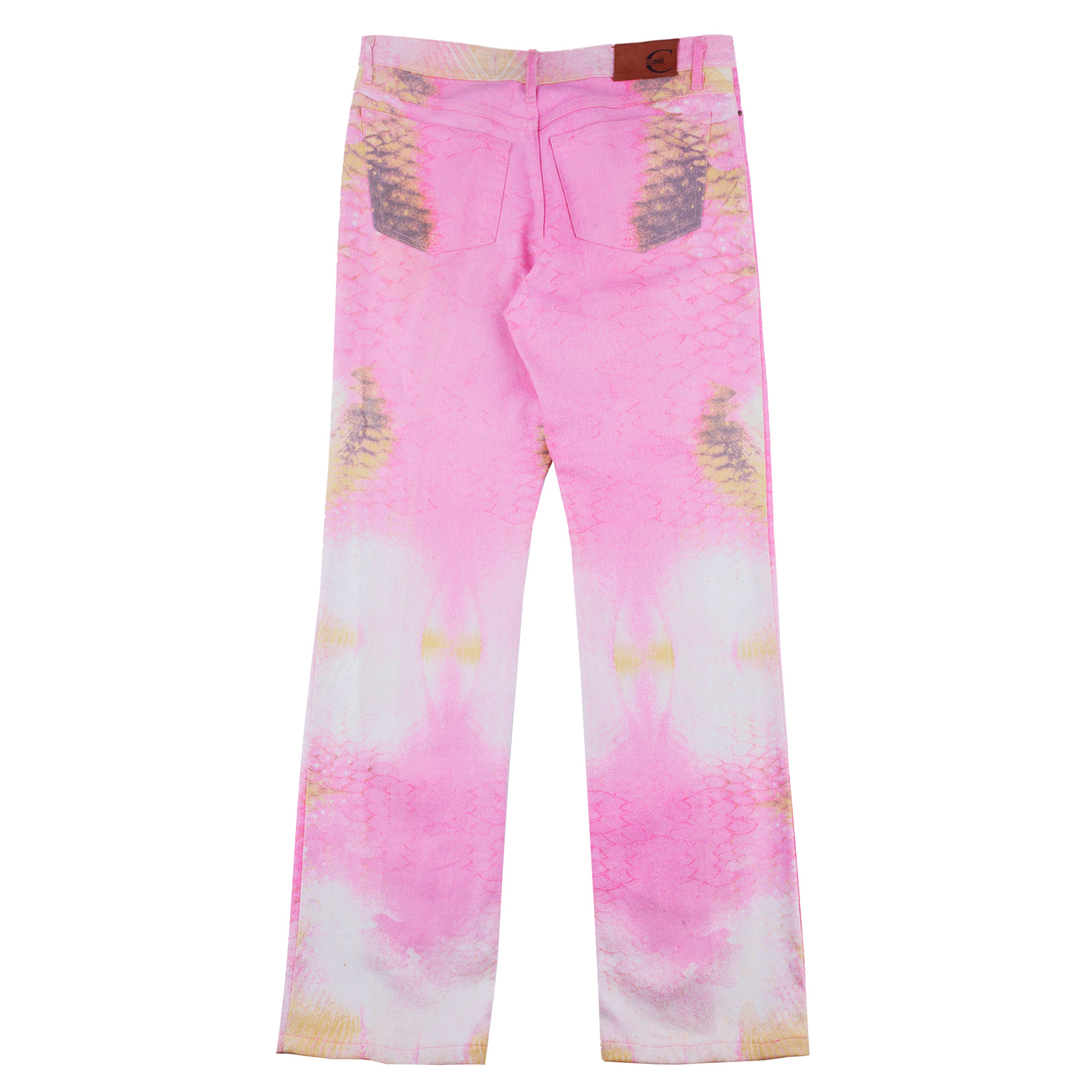 Roberto Cavalli Vintage Pink Mermaid Sacales Print Pants (XL)