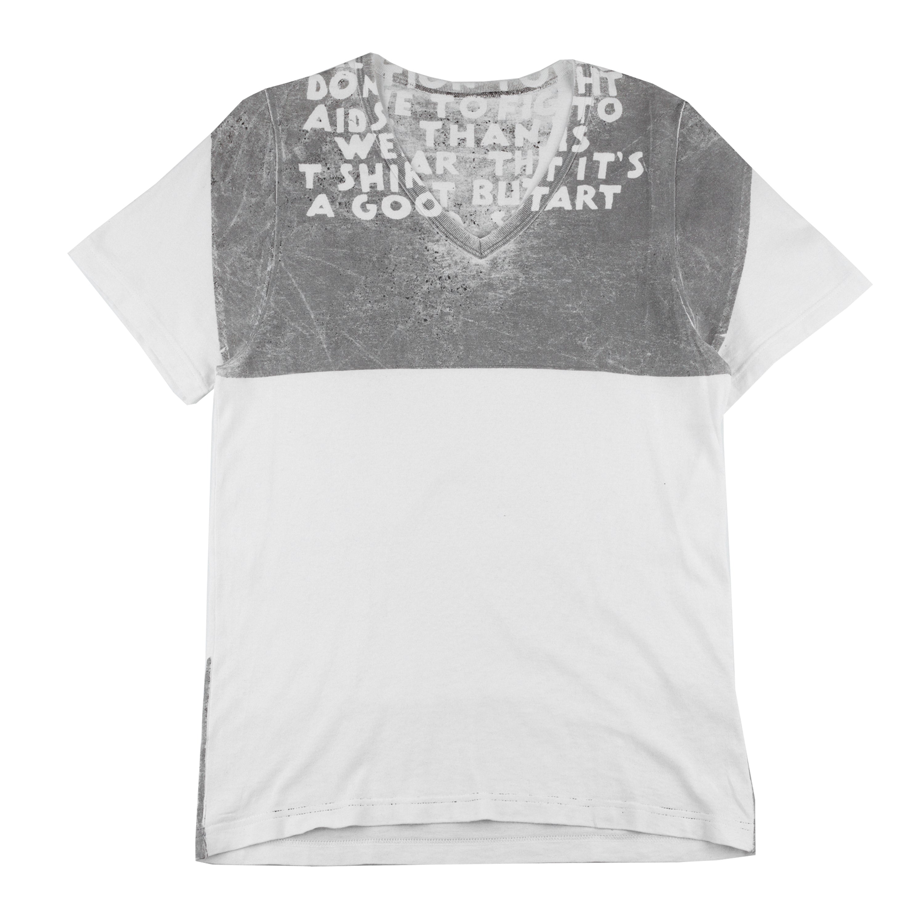 Maison Martin Margiela AIDS White/Gray V Neck Top (XS)