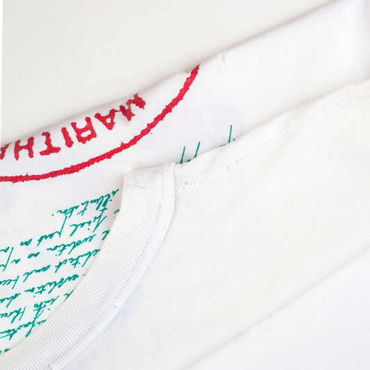 Marithé François Girbaud 1992 Vintage White Logo Print T-Shirt (M)