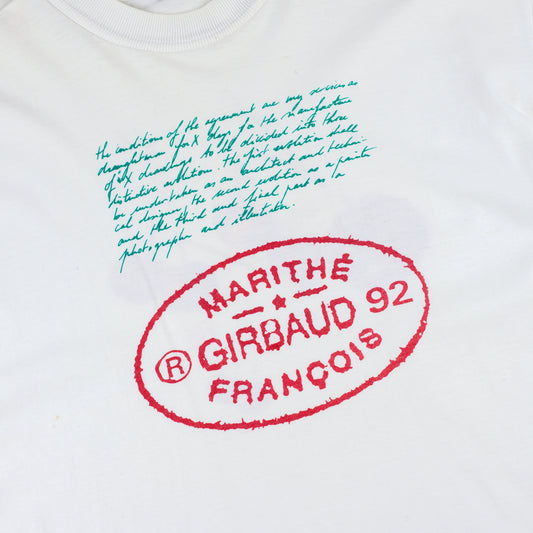 Marithé François Girbaud 1992 Vintage White Logo Print T-Shirt (M)
