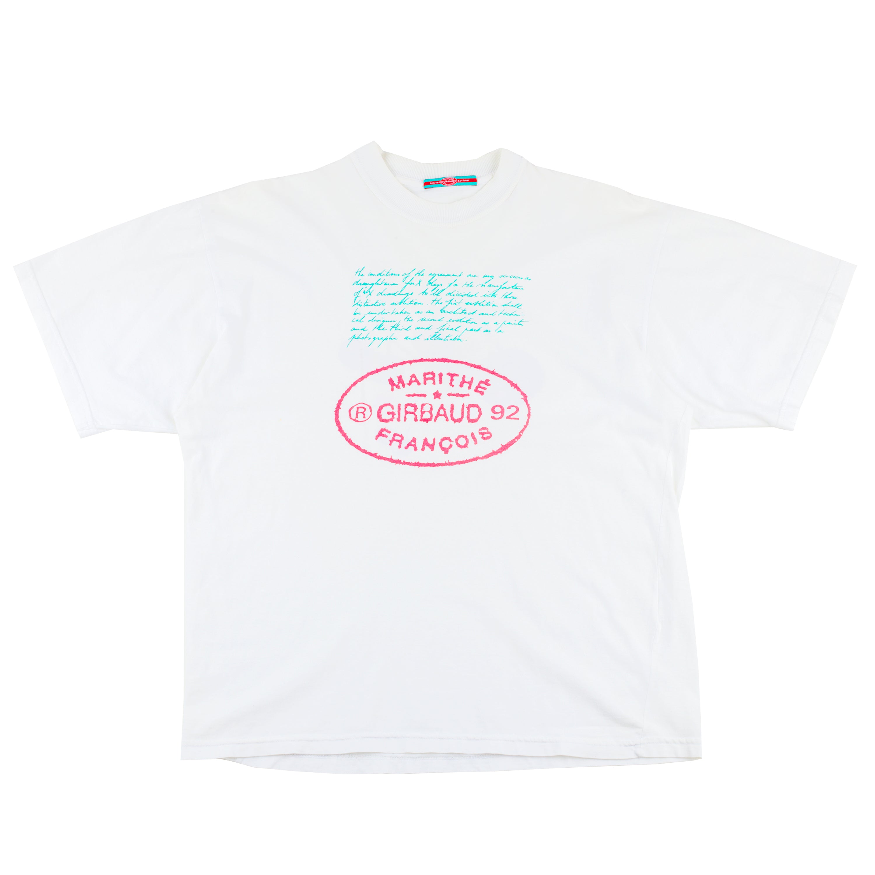 Marithé François Girbaud 1992 Vintage White Logo Print T-Shirt (M)