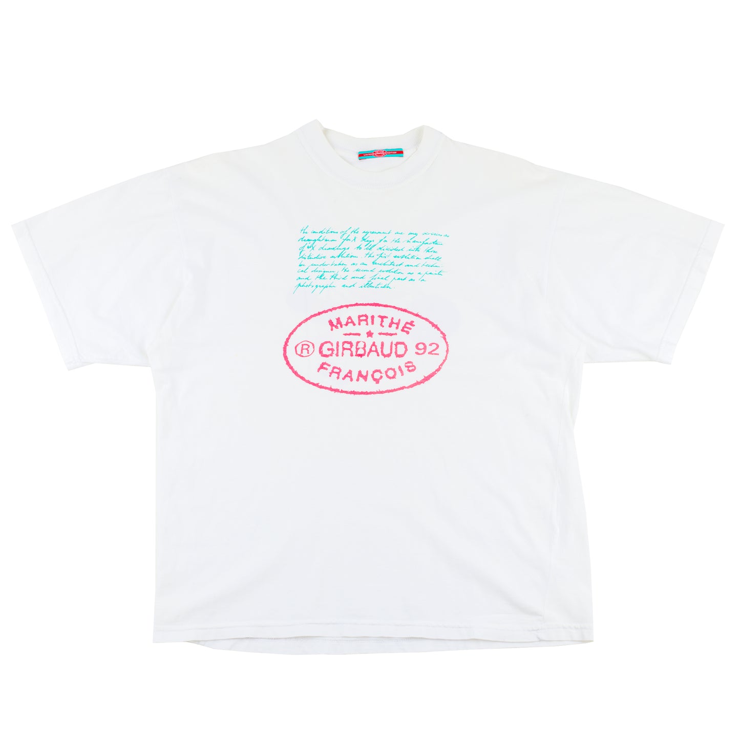 Marithé François Girbaud 1992 Vintage White Logo Print T-Shirt (M)