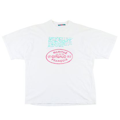 Marithé François Girbaud 1992 Vintage White Logo Print T-Shirt (M)