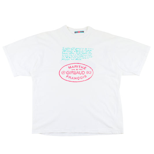 Marithé François Girbaud 1992 Vintage White Logo Print T-Shirt (M)