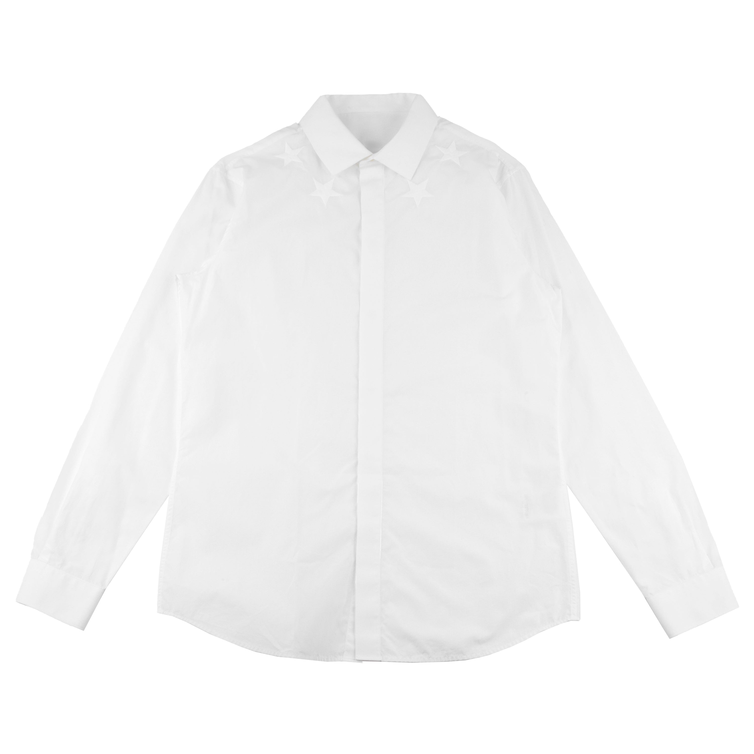 Givenchy Paris Long Sleeve Stars Button Up White Shirt (M/L)