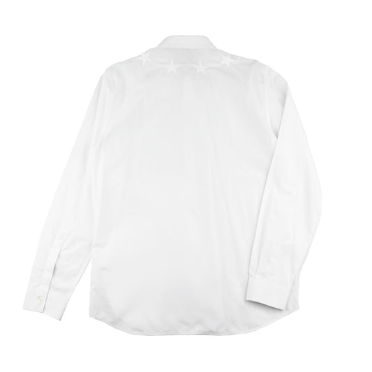 Givenchy Paris Long Sleeve Stars Button Up White Shirt (M/L)