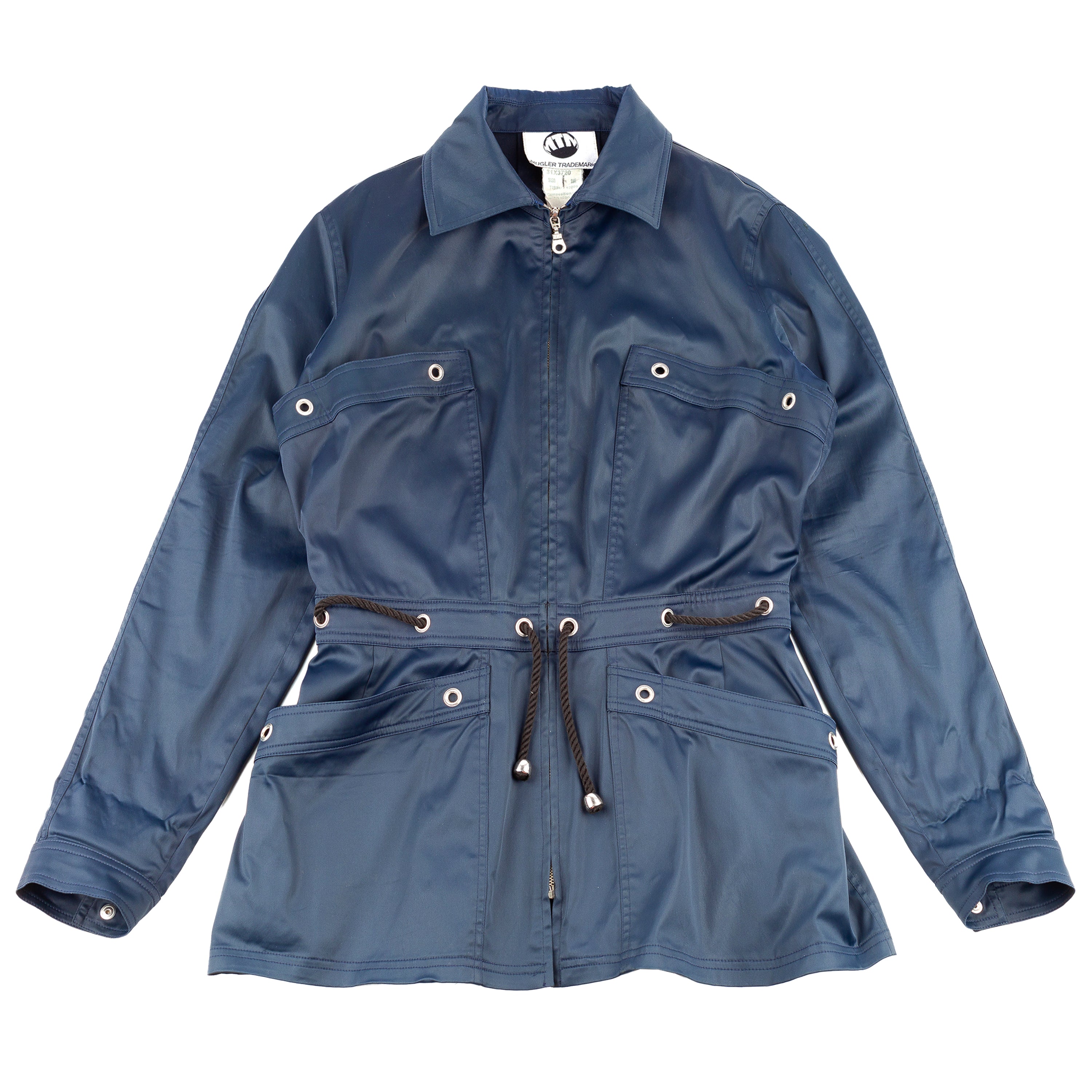 Thierry Mugler Trademark Vintage Blue Polyamide Trench Coat (M)