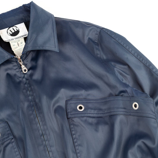 Thierry Mugler Trademark Vintage Blue Polyamide Trench Coat (M)