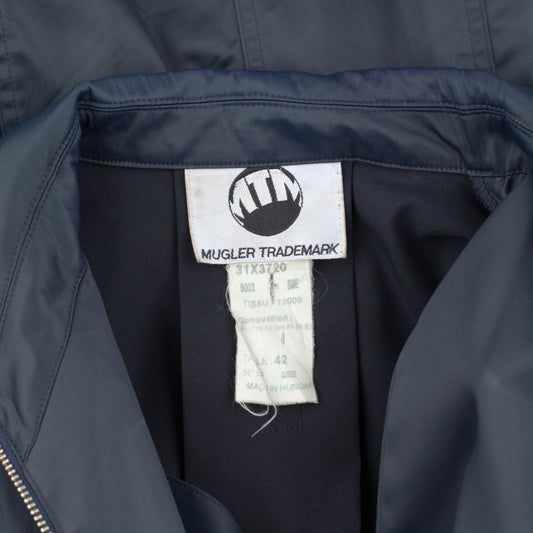 Thierry Mugler Trademark Vintage Blue Polyamide Trench Coat (M)