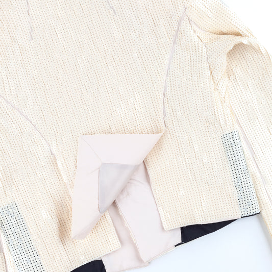 Rick Owens Runway Tecuatl 2020 Cropped Sequins White Chalk Blazer Jacket (XS/S)