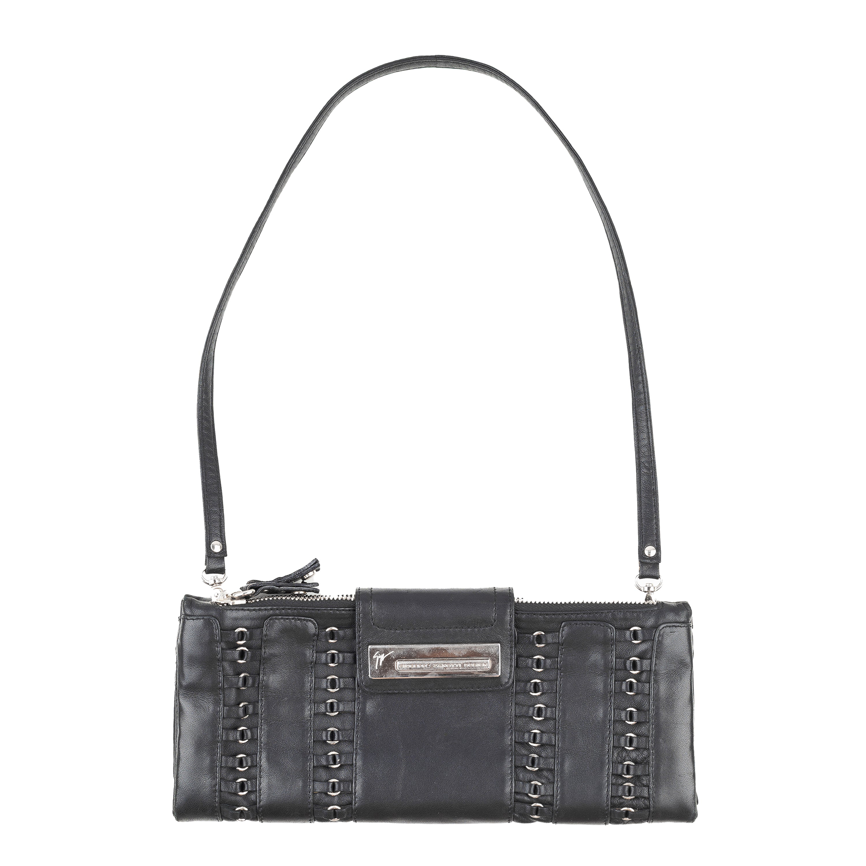 Giuseppe Zanotti Vintage Black Leather Baguette Bag