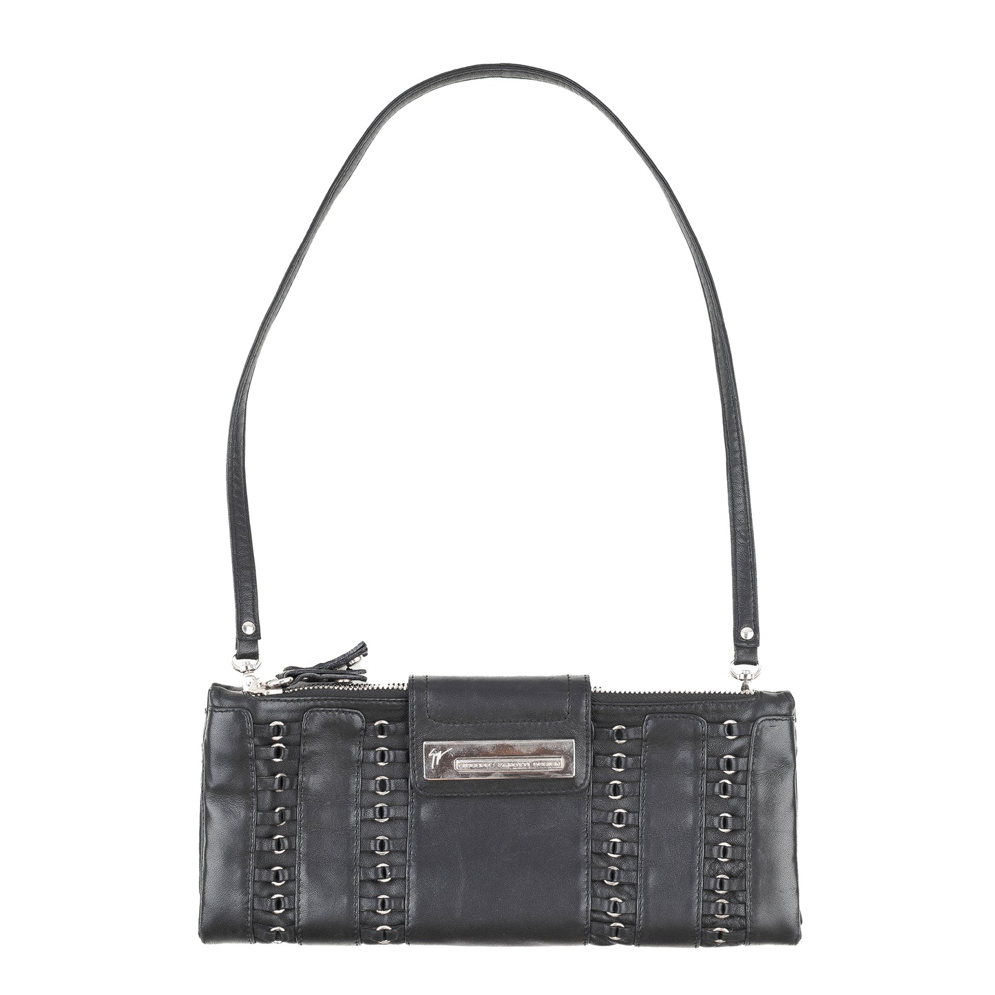 Giuseppe Zanotti Vintage Black Leather Baguette Bag