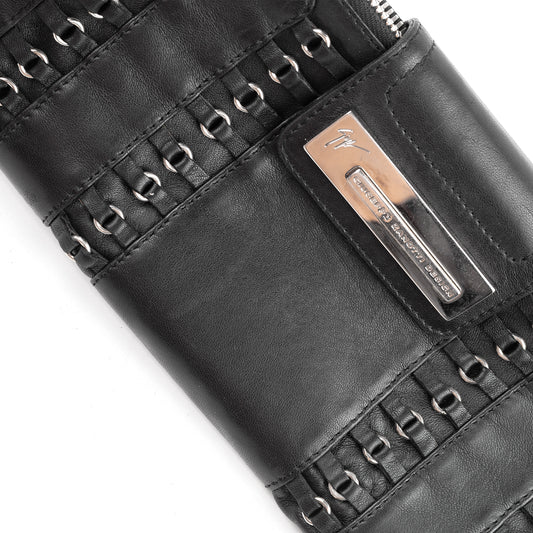 Giuseppe Zanotti Vintage Black Leather Baguette Bag