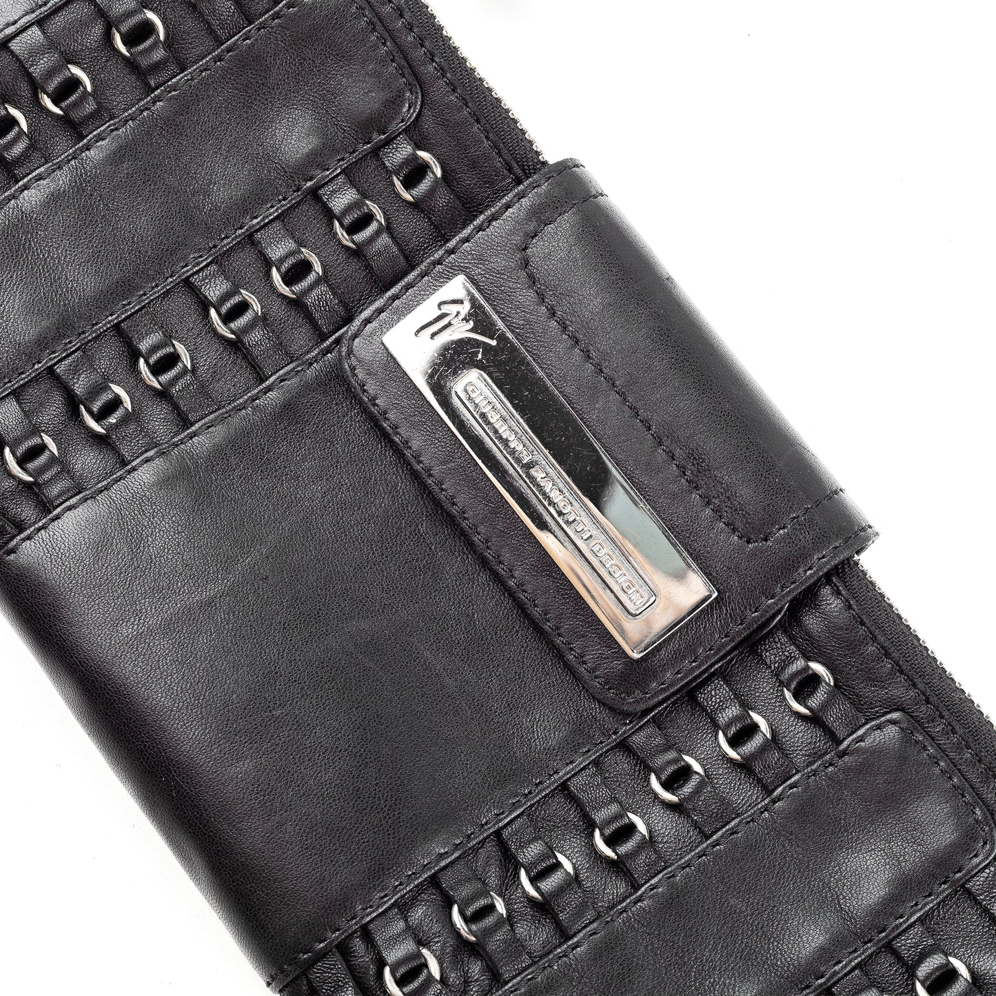 Giuseppe Zanotti Vintage Black Leather Baguette Bag