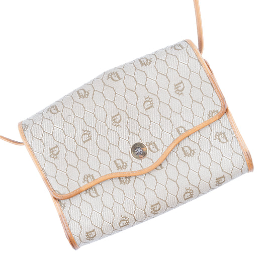 Christian Dior Vintage Monogram Light Brown Leather Crossbody Bag