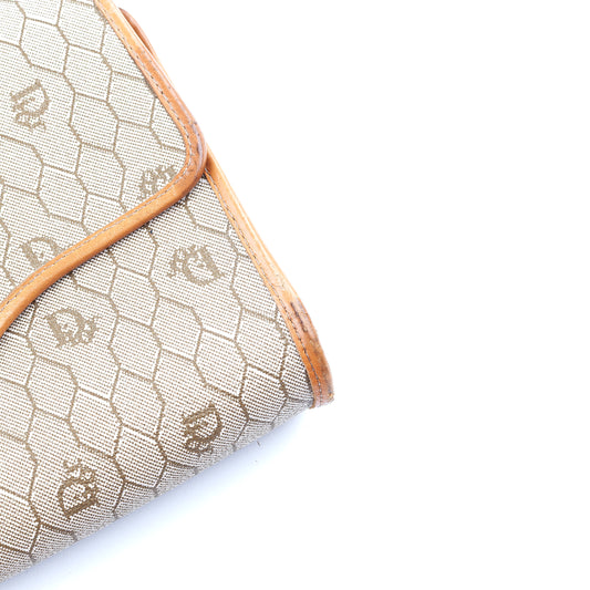 Christian Dior Vintage Monogram Light Brown Leather Crossbody Bag