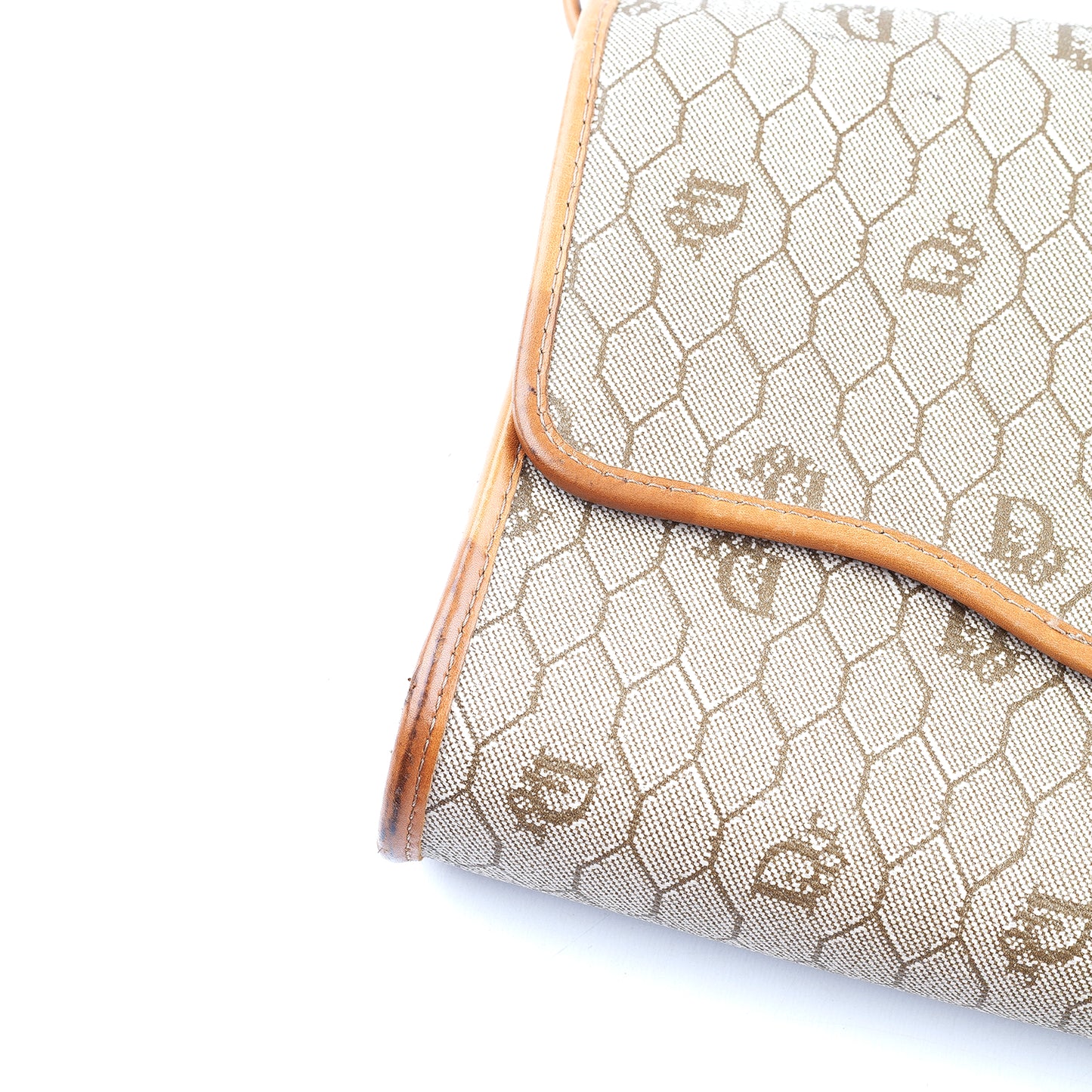 Christian Dior Vintage Monogram Light Brown Leather Crossbody Bag