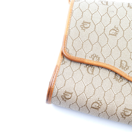Christian Dior Vintage Monogram Light Brown Leather Crossbody Bag