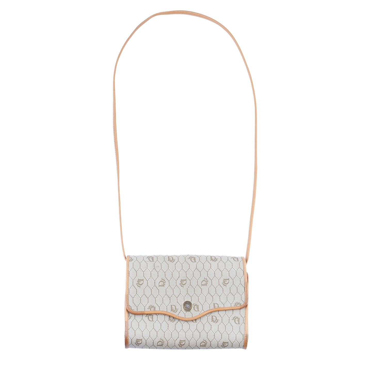 Christian Dior Vintage Monogram Light Brown Leather Crossbody Bag