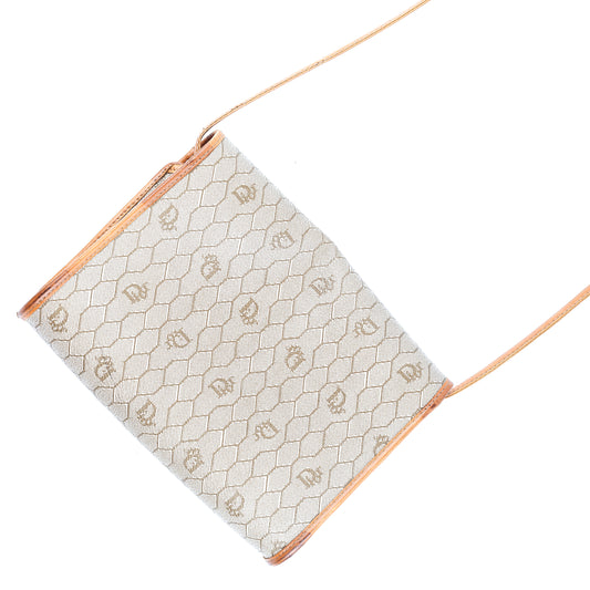 Christian Dior Vintage Monogram Light Brown Leather Crossbody Bag