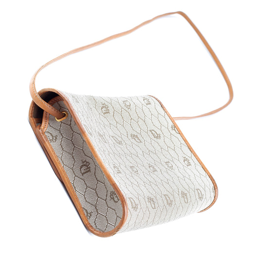 Christian Dior Vintage Monogram Light Brown Leather Crossbody Bag