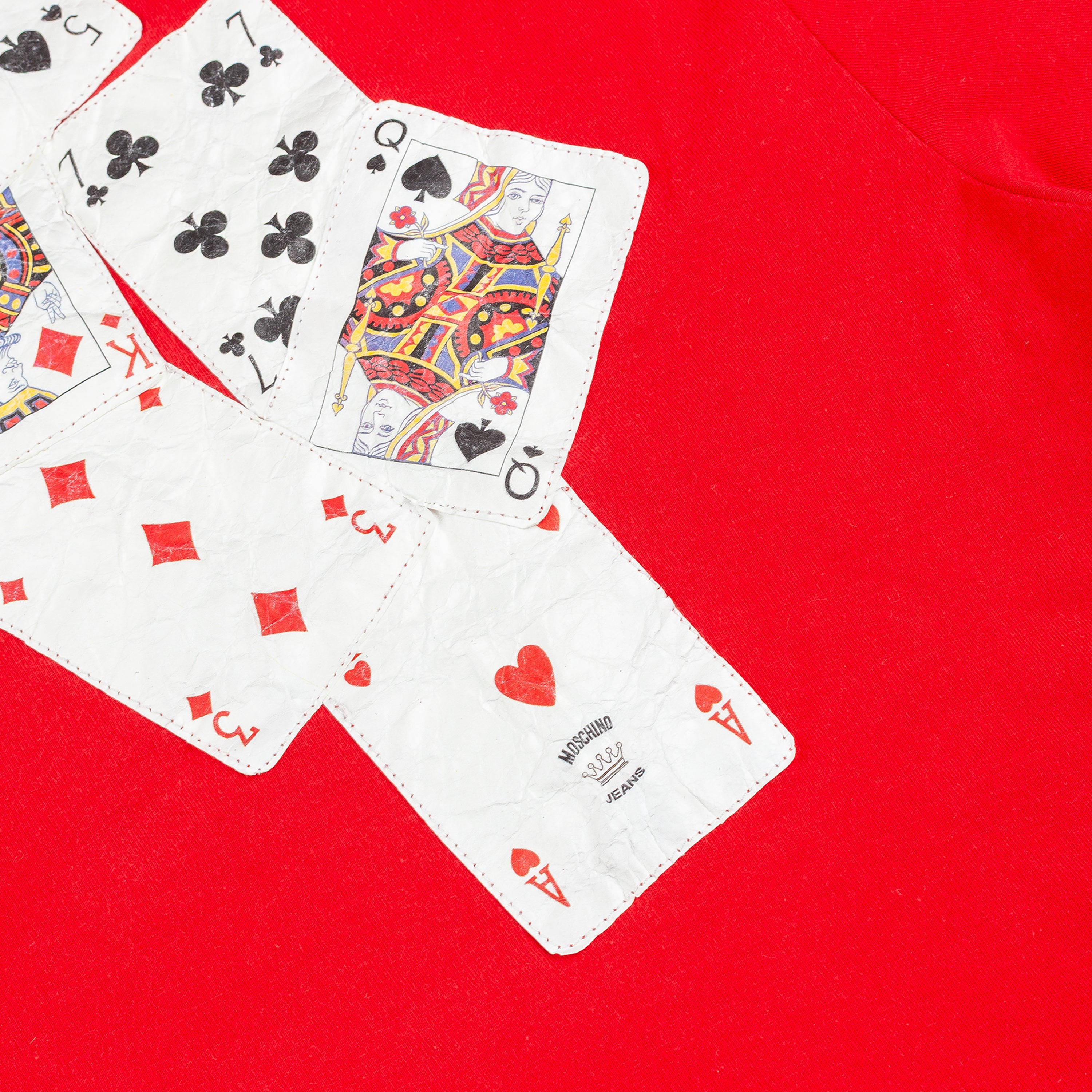 Rare Moschino Jeans Red Playing Cards Graphic T-Shirt