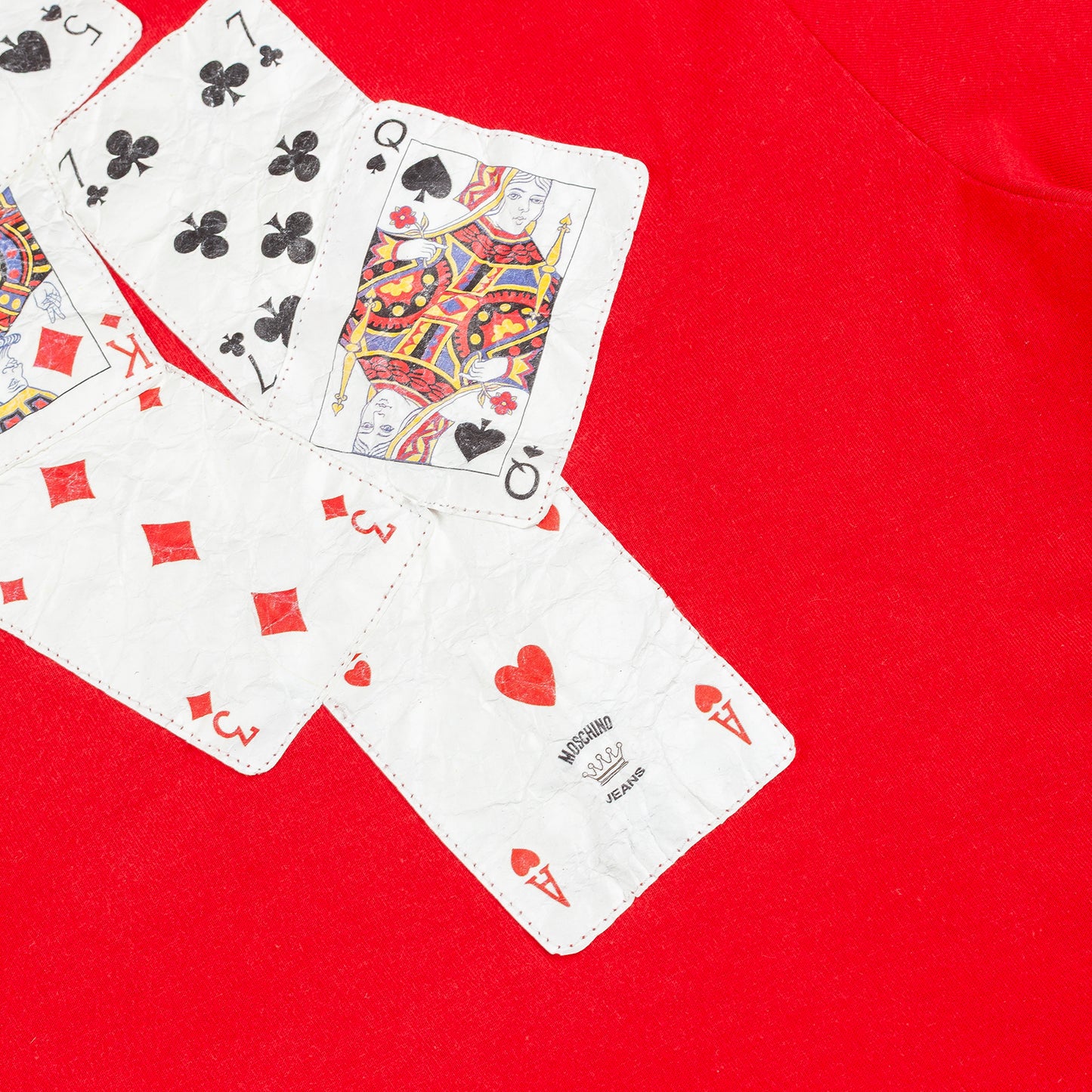 Rare Moschino Jeans Red Playing Cards Graphic T-Shirt