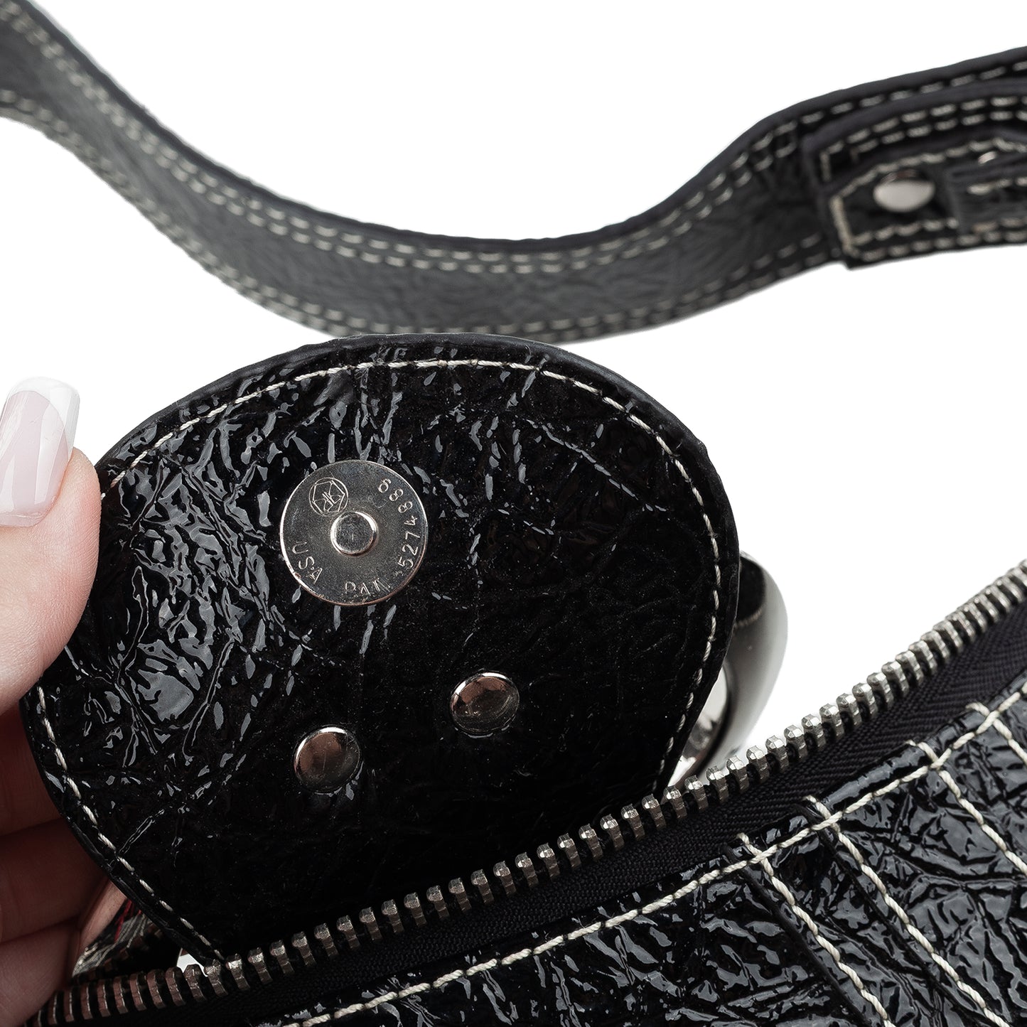 Pierre Balmain Big Black Patent Leather Hobo Shoulder Bag