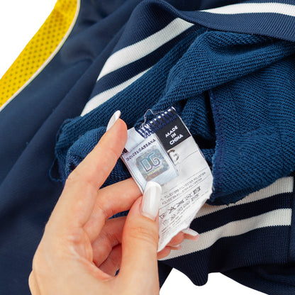 Dolce & Gabbana Blue Track Jacket with Yellow Mesh Stripes - Lakers Inspired
