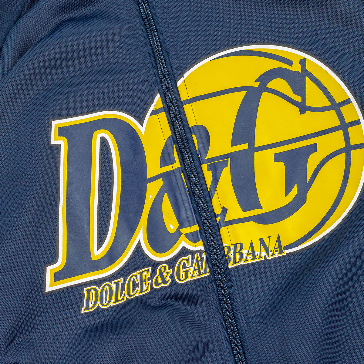 Dolce & Gabbana Blue Track Jacket with Yellow Mesh Stripes - Lakers Inspired