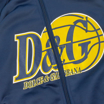 Dolce & Gabbana Blue Track Jacket with Yellow Mesh Stripes - Lakers Inspired