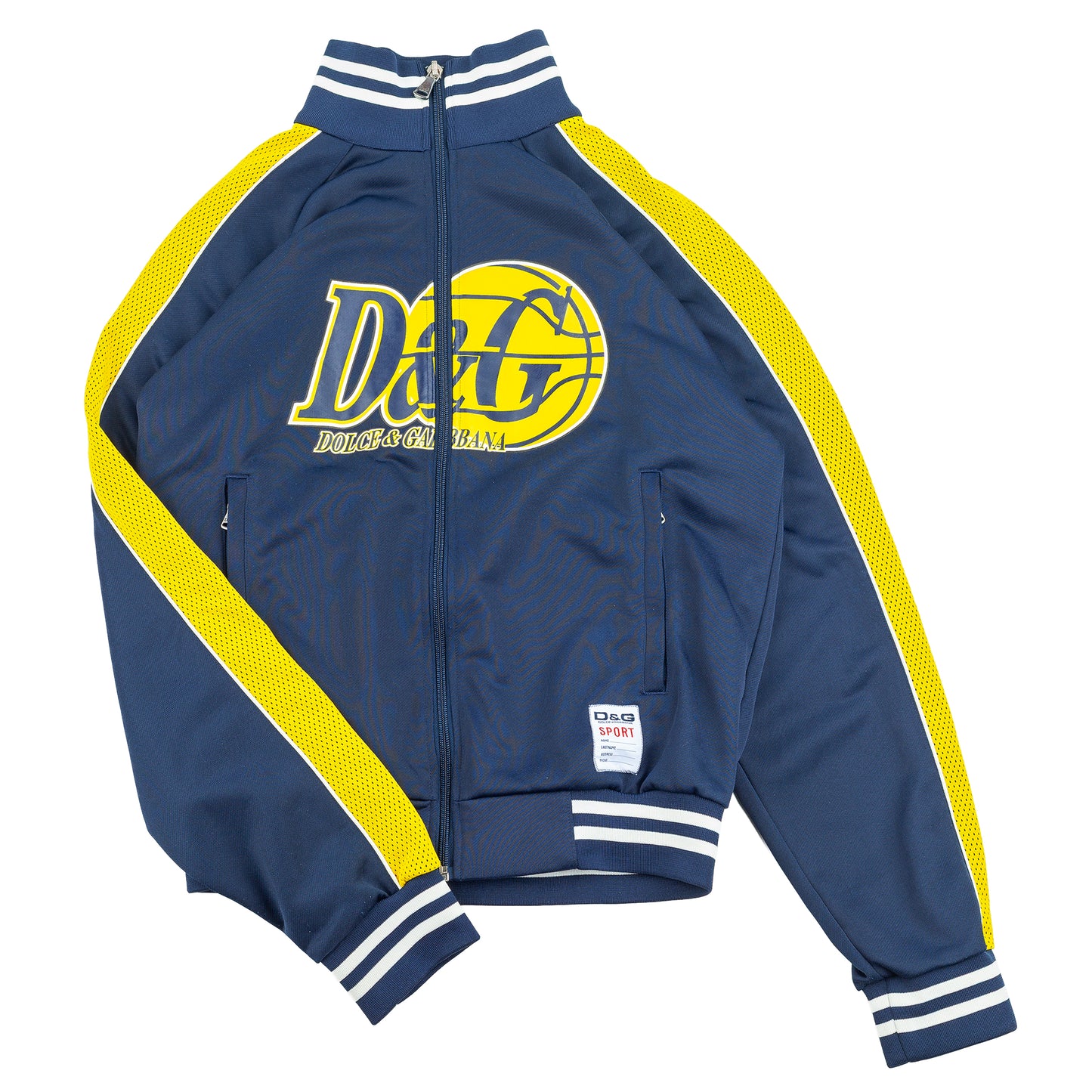 Dolce & Gabbana Blue Track Jacket with Yellow Mesh Stripes - Lakers Inspired
