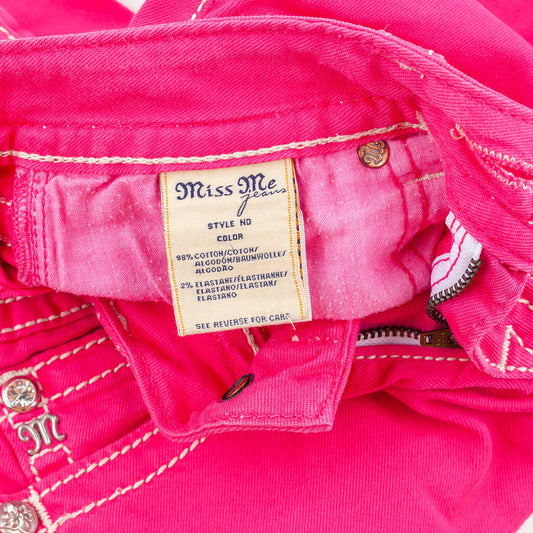 Miss Me Pink Cross Wing Embroidered Capri Jeans