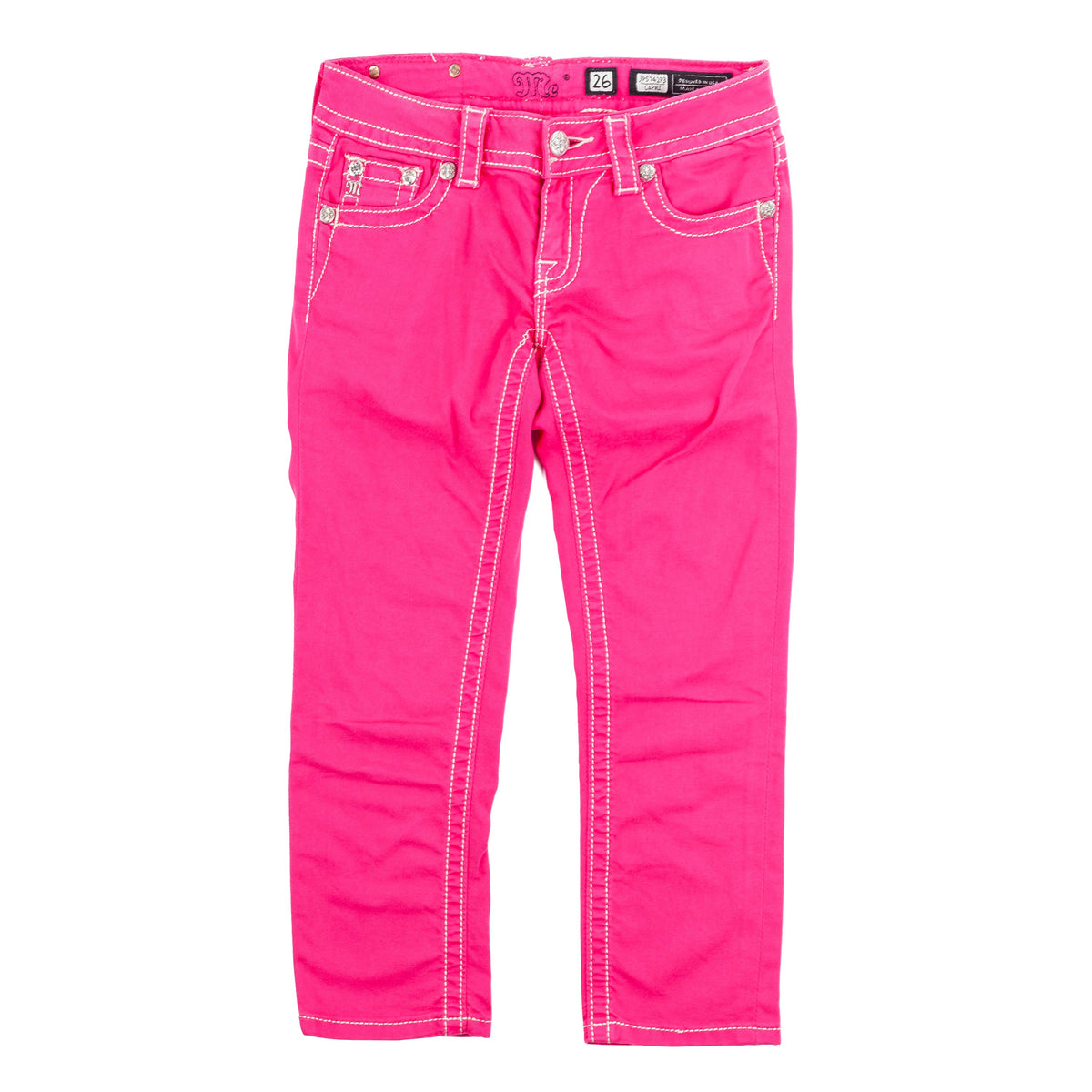 Miss Me Pink Cross Wing Embroidered Capri Jeans