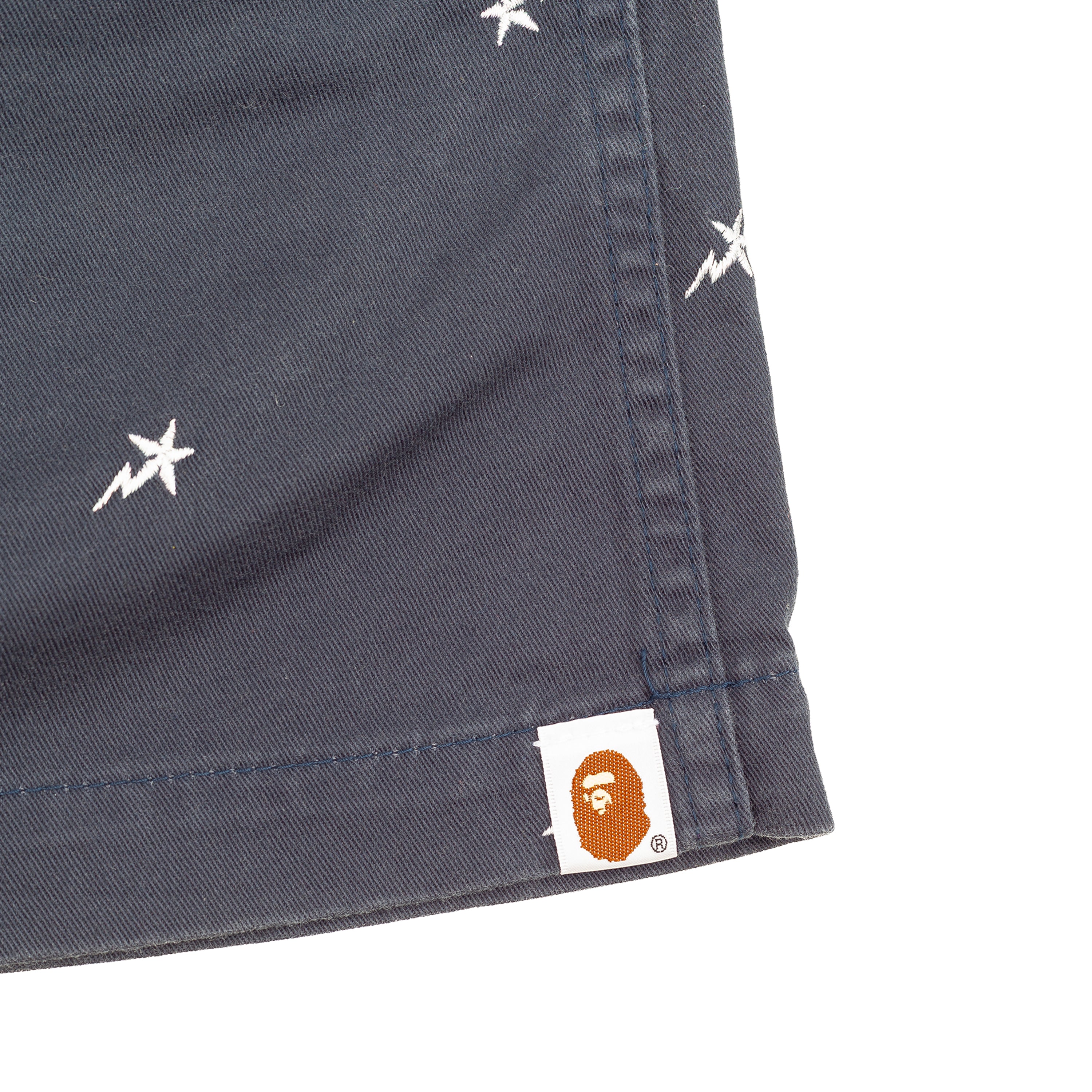 A Bathing Ape BAPE All-Over Star Embroidered Navy Mini Skirt