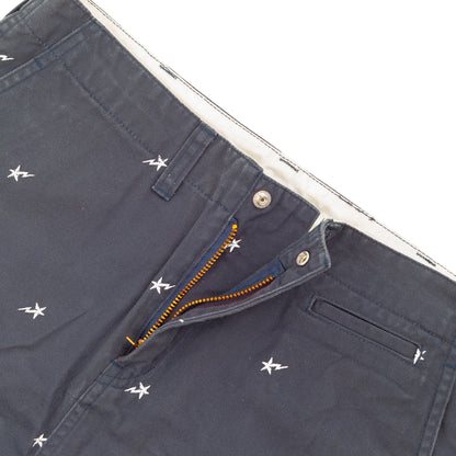 A Bathing Ape BAPE All-Over Star Embroidered Navy Mini Skirt
