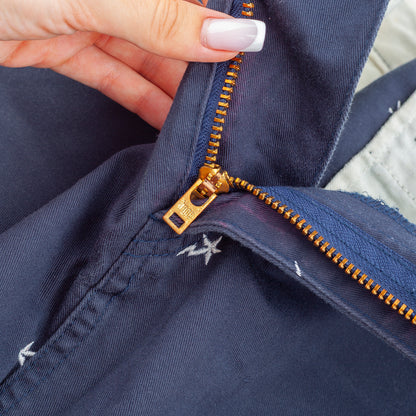 A Bathing Ape BAPE All-Over Star Embroidered Navy Mini Skirt