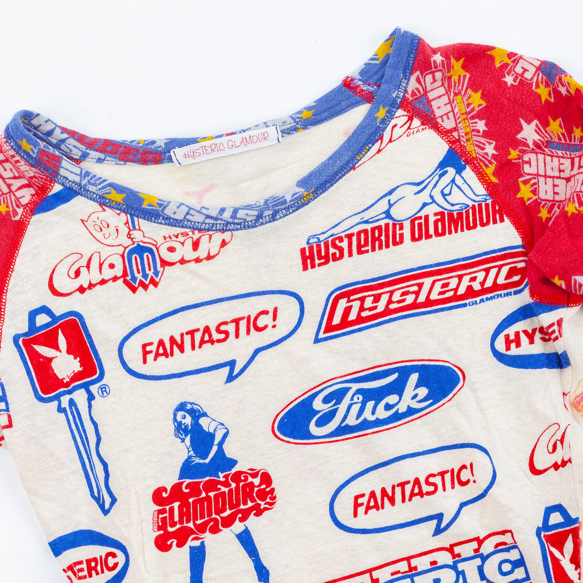 Hysteric Glamour All-Over Logo Print Raglan Long Sleeve Top