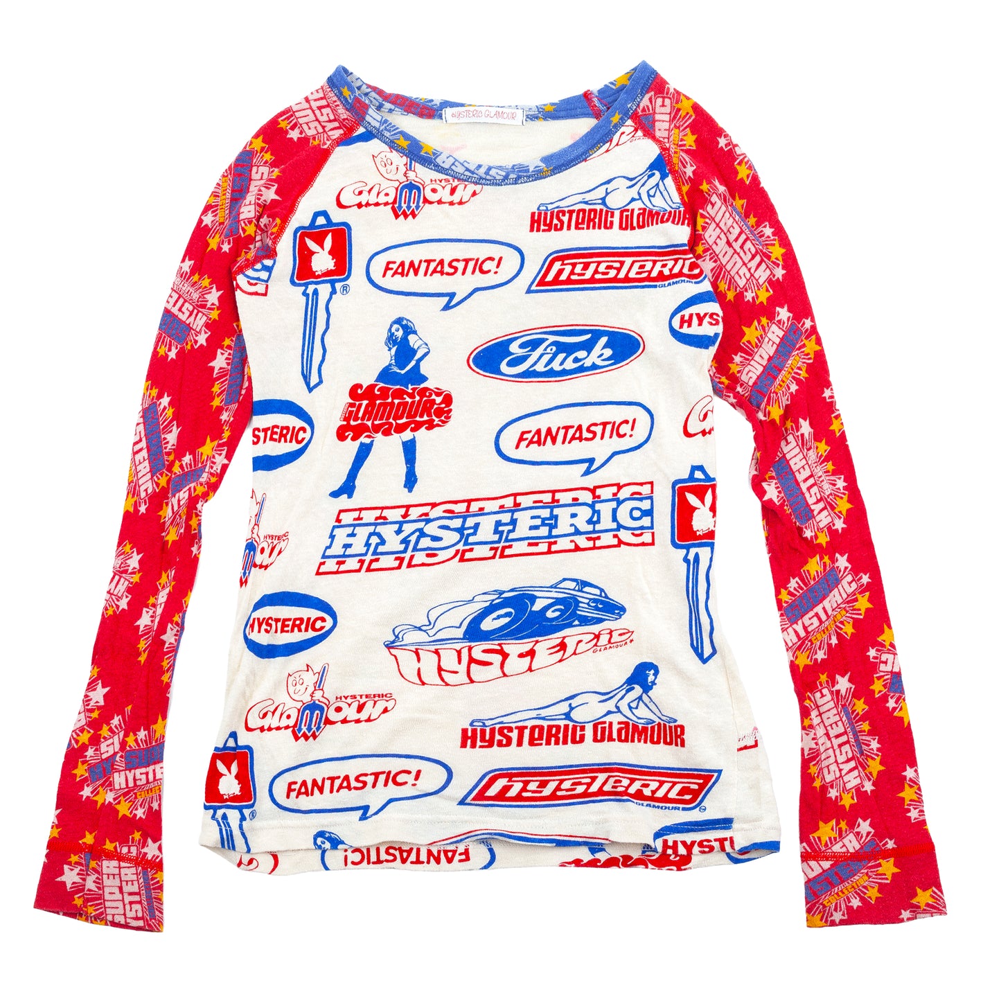 Hysteric Glamour All-Over Logo Print Raglan Long Sleeve Top