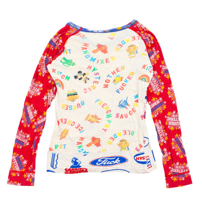 Hysteric Glamour All-Over Logo Print Raglan Long Sleeve Top