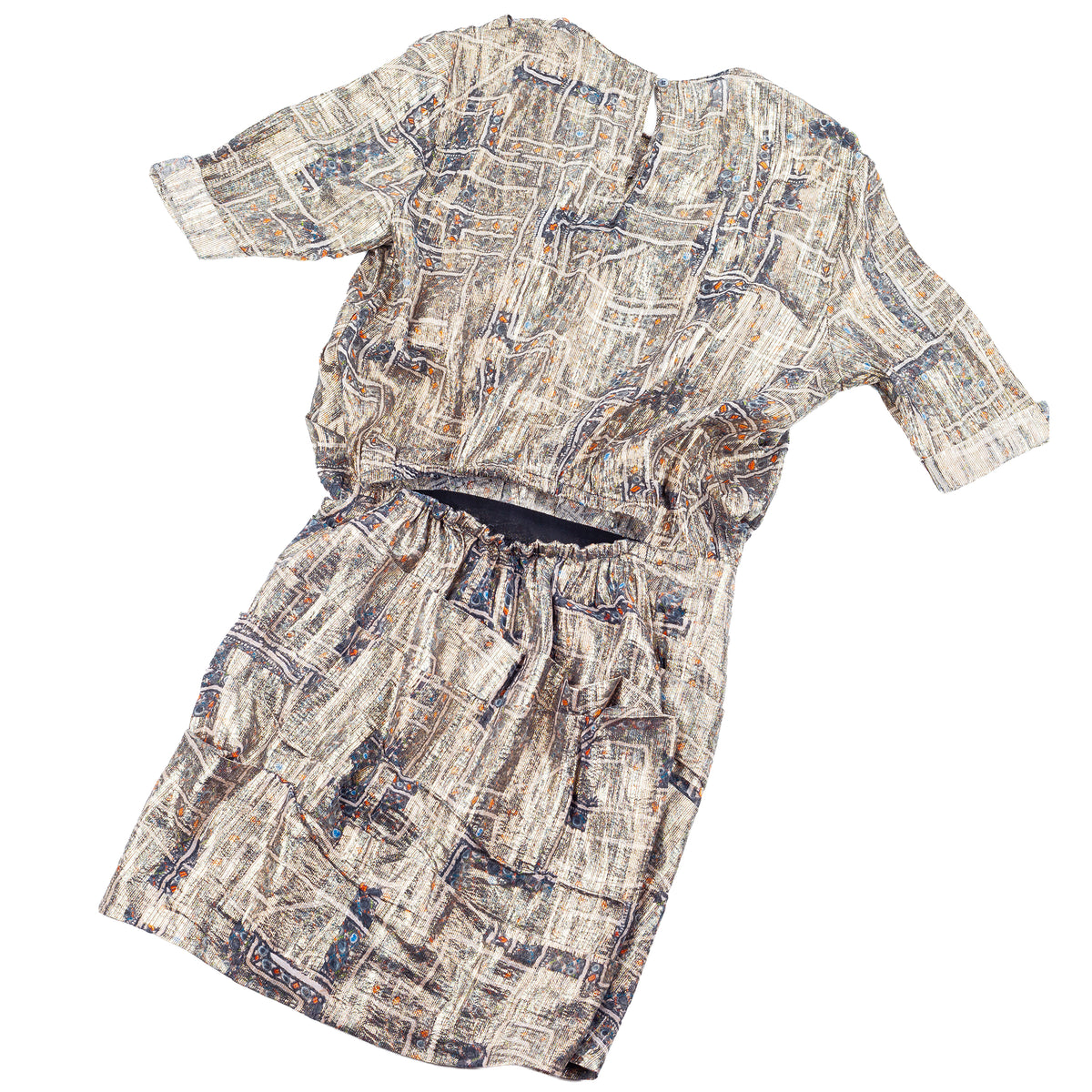 Isabel Marant pour H&M Metallic Silk Printed Cut-Out Dress