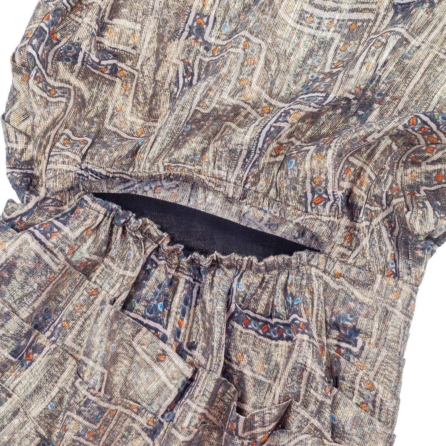 Isabel Marant pour H&M Metallic Silk Printed Cut-Out Dress