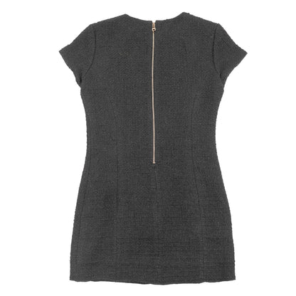 Balmain Black Tweed Gold Button Mini Dress