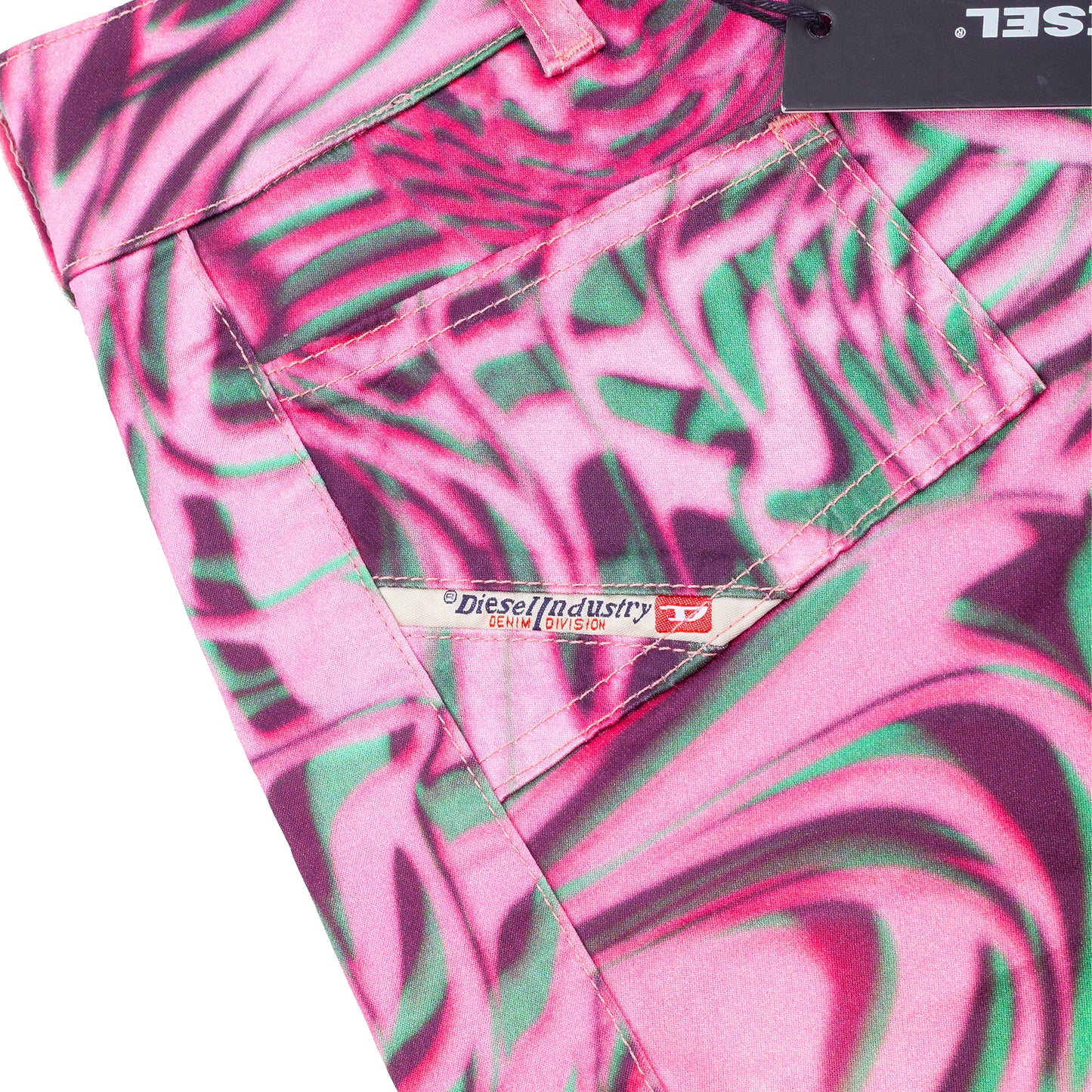 Diesel Industry Psychedelic Pink Swirl Print Mini Skirt