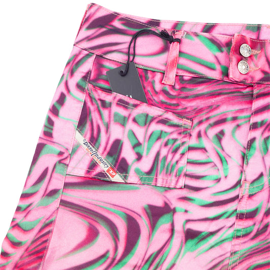 Diesel Industry Psychedelic Pink Swirl Print Mini Skirt