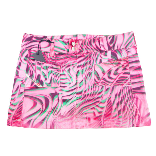 Diesel Industry Psychedelic Pink Swirl Print Mini Skirt