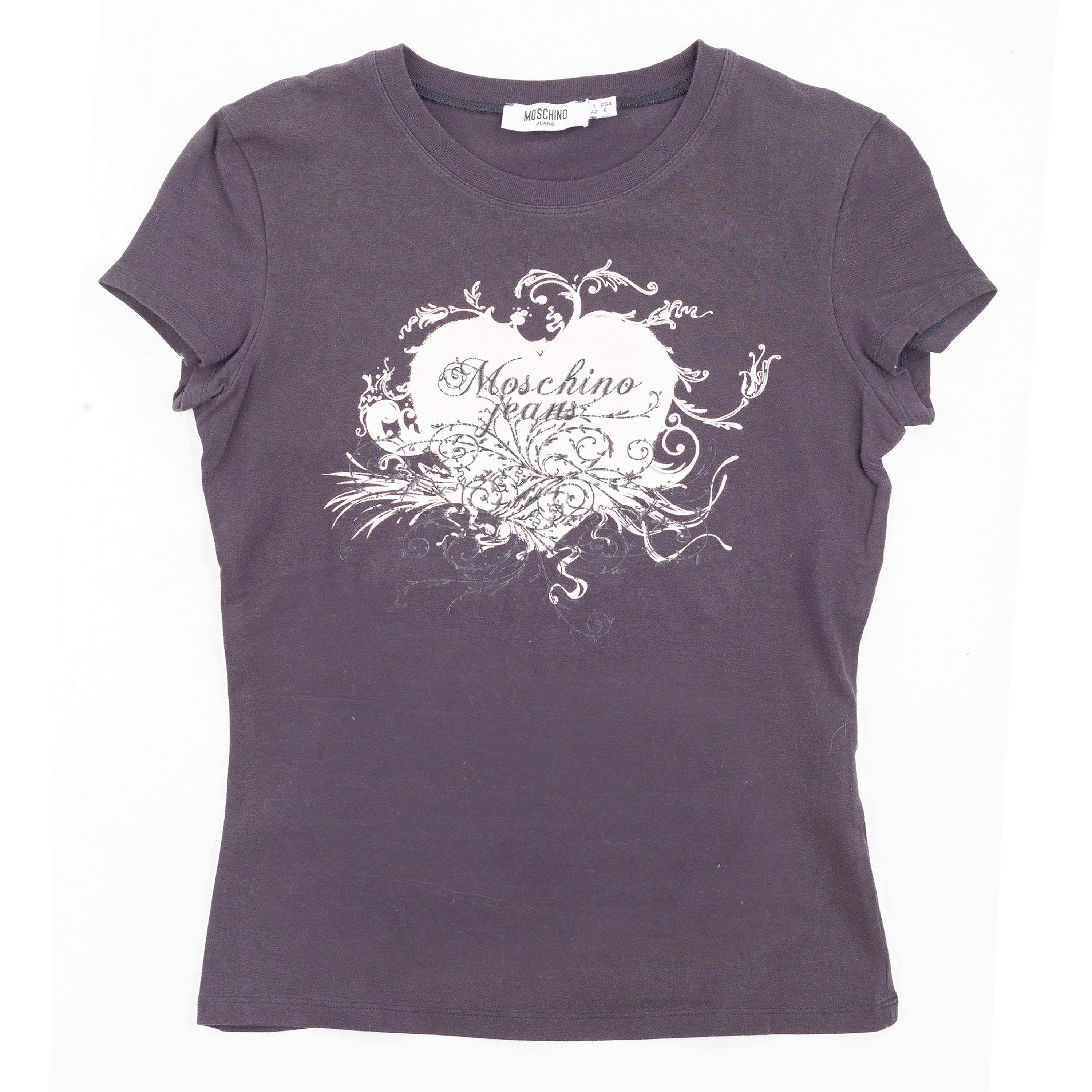 Moschino Jeans Ornamental Logo Graphic Brown T-Shirt