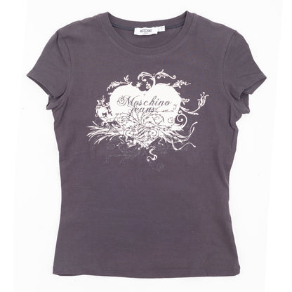 Moschino Jeans Ornamental Logo Graphic Brown T-Shirt
