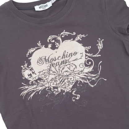 Moschino Jeans Ornamental Logo Graphic Brown T-Shirt
