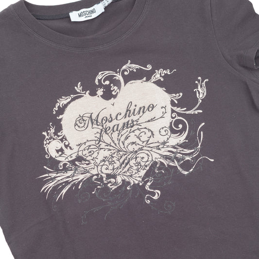 Moschino Jeans Ornamental Logo Graphic Brown T-Shirt